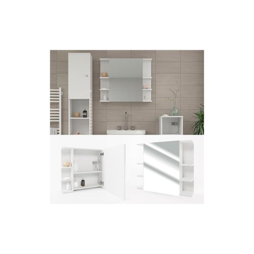4251421901896 - VICCO Spiegelschrank FYNN 80 x 64 cm Weiß - Spiegel Badspiegel Bad Wandspiegel 4251421901896 - VICCO Spiegelschrank FYNN 80 x 64 cm Weiß - Spiegel Badspiegel Bad Wandspiegel