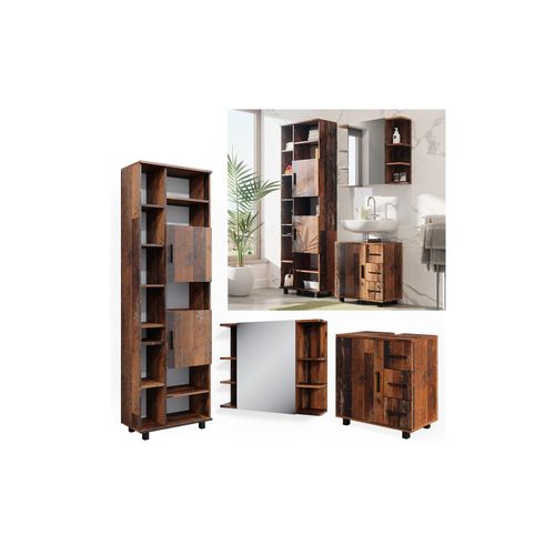 4066731272211 - Badmöbelset Ilias Old Style modern Badezimmerschrank Badschrank Badezimmermöbel Waschtischunterschrank Waschbeckenunterschrank Spiegelschrank Schranktür Schrankfach Schrankschublade