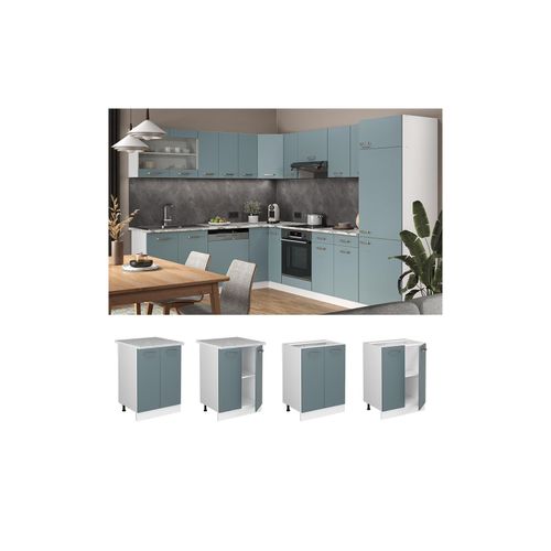 4066731344833 - Unterschrank Küchenschrank R-Line Solid Weiß Blau Grau 60 cm modern Arbeitsplatte 4066731344833 - Unterschrank Küchenschrank R-Line Solid Weiß Blau Grau 60 cm modern Arbeitsplatte