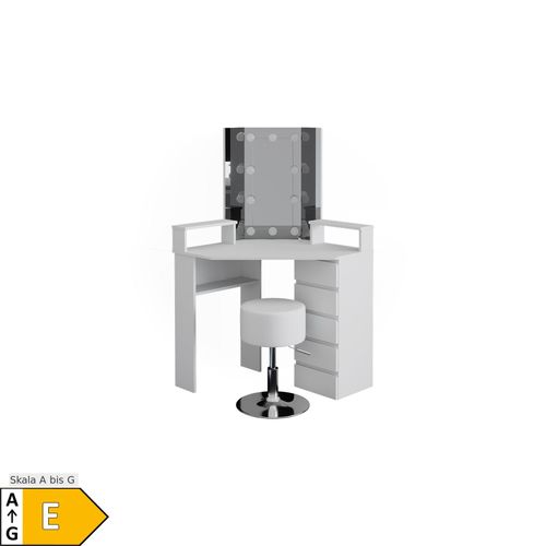 4251421972872 - Eckschminktisch Frisiertisch Frisierkommode Tilda Weiß Spiegel LED Hocker 4251421972872 - Eckschminktisch Frisiertisch Frisierkommode Tilda Weiß Spiegel LED Hocker
