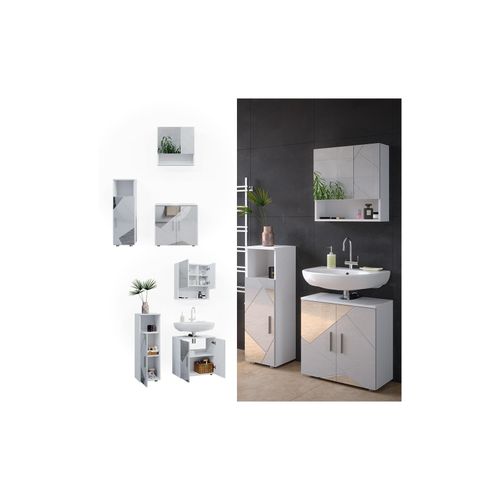 4066731228317 - Badmöbelset mit Dekospiegeln Irma Weiß Hochglanz modern Badezimmerschrank Badschrank Badezimmermöbel Waschtischunterschrank Spiegelschrank Midischrank Schranktür Schrankfach Schrankschublade 4066731228317 - Badmöbelset mit Dekospiegeln Irma Weiß Hochglanz modern Badezimmerschrank Badschrank Badezimmermöbel Waschtischunterschrank Spiegelschrank Midischrank Schranktür Schrankfach Schrankschublade