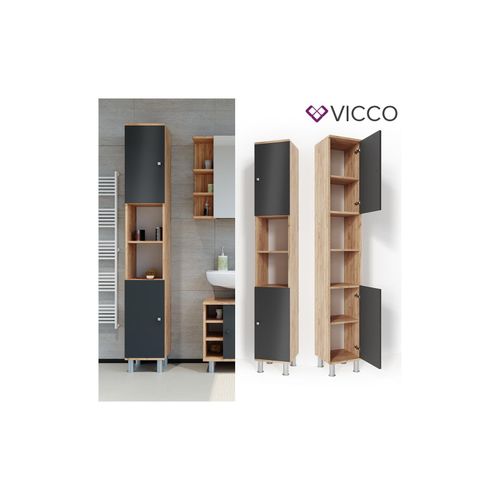 4251421941335 - VICCO Badschrank FYNN 190 x 30 cm Eiche Anthrazit Badezimmerschrank Hochschrank 4251421941335 - VICCO Badschrank FYNN 190 x 30 cm Eiche Anthrazit Badezimmerschrank Hochschrank