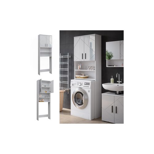 4066731370634 - Waschmaschinenschrank Irma Weiß Hochglanz 64 x 191 cm Badezimmer 4066731370634 - Waschmaschinenschrank Irma Weiß Hochglanz 64 x 191 cm Badezimmer
