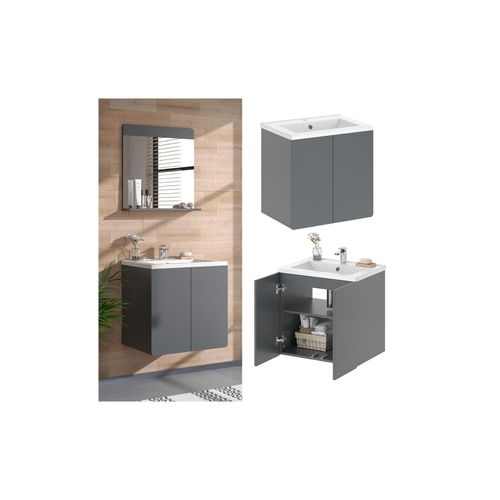 4066731365395 - Badmöbel-Set Izan Grau modern Waschtischunterschrank Waschbecken 4066731365395 - Badmöbel-Set Izan Grau modern Waschtischunterschrank Waschbecken