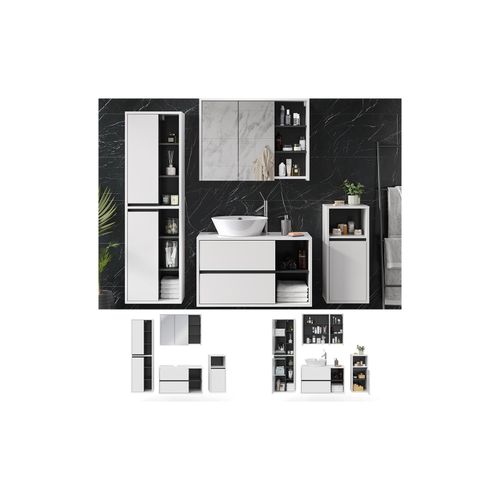 4066731229055 - Badmöbelset Viola Weiß Anthrazit modern Badezimmerschrank Badschrank Badezimmermöbel Waschtischunterschrank Spiegelschrank Midischrank Hochschrank Schranktür Schrankfach Ablage Aufbewahrung 4066731229055 - Badmöbelset Viola Weiß Anthrazit modern Badezimmerschrank Badschrank Badezimmermöbel Waschtischunterschrank Spiegelschrank Midischrank Hochschrank Schranktür Schrankfach Ablage Aufbewahrung