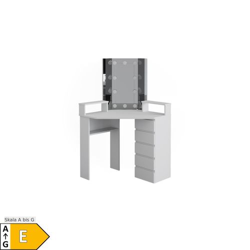 4251421972865 - Eckschminktisch Frisiertisch Frisierkommode Tilda Weiß mit Spiegel mit LED 4251421972865 - Eckschminktisch Frisiertisch Frisierkommode Tilda Weiß mit Spiegel mit LED