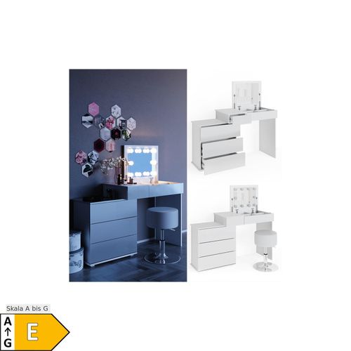 4251421976658 - Schminktisch Frisiertisch Frisierkommode Lotos Weiß LED Spiegel Hocker 4251421976658 - Schminktisch Frisiertisch Frisierkommode Lotos Weiß LED Spiegel Hocker