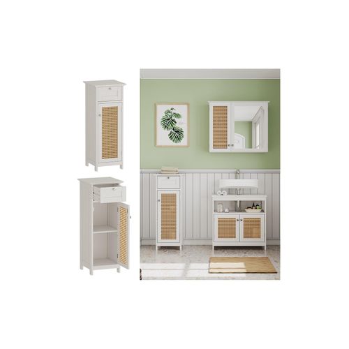 4066731336739 - Midischrank Rosario 32 x 87 cm Weiß 1 Tür 1 Schublade Badezimmer modern