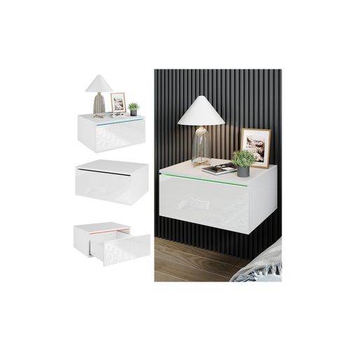 4066731278152 - Livinity Nachtschrank Samira 49 x 38 cm Weiß Hochglanz + LED Fernbedienung 4066731278152 - Livinity Nachtschrank Samira 49 x 38 cm Weiß Hochglanz + LED Fernbedienung