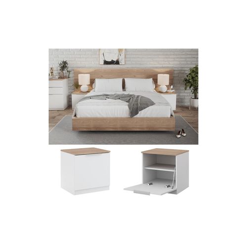 4066731353194 - Nachttisch Betti 2er-Set 50 x 50 cm Weiß Sonoma mit 1 Klappe Schlafzimmer 4066731353194 - Nachttisch Betti 2er-Set 50 x 50 cm Weiß Sonoma mit 1 Klappe Schlafzimmer