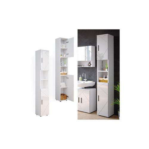 4251421954847 - Badschrank Hochschrank Badezimmerschrank Irma Weiss Badregal 6 Fächer 4251421954847 - Badschrank Hochschrank Badezimmerschrank Irma Weiss Badregal 6 Fächer