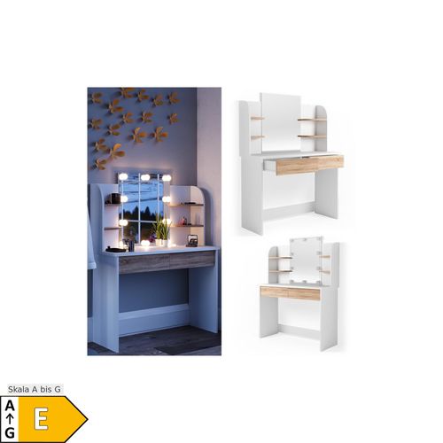 4251421938144 - VICCO LED Schminktisch CHARLOTTE Frisiertisch Weiß Eiche Kommode Kosmetiktisch 4251421938144 - VICCO LED Schminktisch CHARLOTTE Frisiertisch Weiß Eiche Kommode Kosmetiktisch