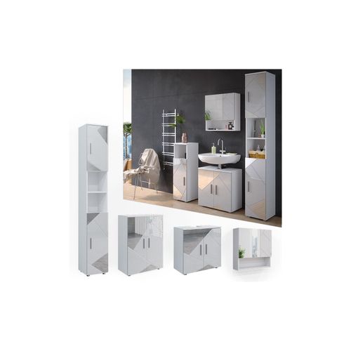 4066731228300 - Badmöbelset mit Dekospiegeln Irma Weiß Hochglanz modern Badezimmerschrank Badschrank Badezimmermöbel Waschtischunterschrank Spiegelschrank Hochschrank Kommode Schranktür Schrankschublade 4066731228300 - Badmöbelset mit Dekospiegeln Irma Weiß Hochglanz modern Badezimmerschrank Badschrank Badezimmermöbel Waschtischunterschrank Spiegelschrank Hochschrank Kommode Schranktür Schrankschublade