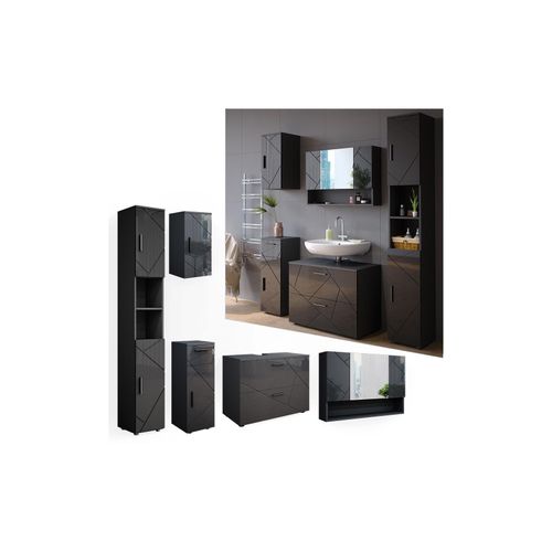 4066731227716 - Badmöbelset Irma Anthrazit Hochglanz modern 80 cm 30 cm Badezimmerschrank Badschrank Badezimmermöbel Waschtischunterschrank Spiegelschrank Hochschrank Midischrank Hängeschrank Tür Schublade 4066731227716 - Badmöbelset Irma Anthrazit Hochglanz modern 80 cm 30 cm Badezimmerschrank Badschrank Badezimmermöbel Waschtischunterschrank Spiegelschrank Hochschrank Midischrank Hängeschrank Tür Schublade