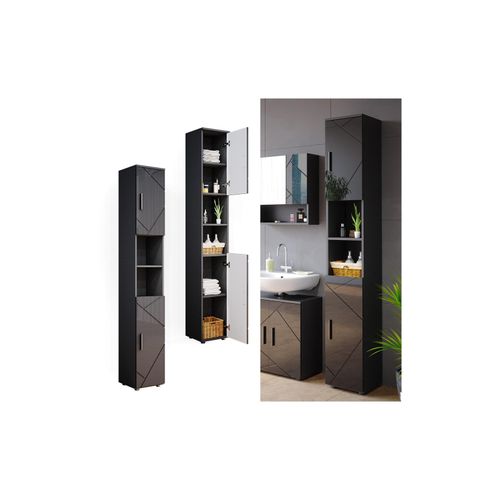 4251421963764 - Badschrank Hochschrank Badezimmerschrank Irma Anthrazit Badregal 6 Fächer 4251421963764 - Badschrank Hochschrank Badezimmerschrank Irma Anthrazit Badregal 6 Fächer
