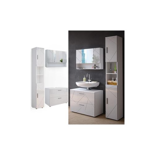 4066731227655 - Badmöbelset Irma Weiß Hochglanz modern 80 cm 30 cm Badezimmerschrank Badschrank Badezimmermöbel Waschtischunterschrank Spiegelschrank Hochschrank Schranktür Schrankfach Schrankschublade 4066731227655 - Badmöbelset Irma Weiß Hochglanz modern 80 cm 30 cm Badezimmerschrank Badschrank Badezimmermöbel Waschtischunterschrank Spiegelschrank Hochschrank Schranktür Schrankfach Schrankschublade