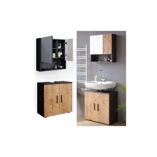 4066731002030 - Badmöbel Set Badezimmermöbel Irma Spiegelschrank + Waschtischunterschrank