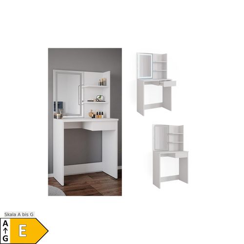 4066731228133 - Schminktisch Frisiertisch Schminkkommode Dekos Weiß LED-Spiegel 75x142 cm modern Schlafzimmer Kommode Schublade Ablage Aufbewahrung Kosmetiktisch Schminkkonsole Make-Up-Tisch