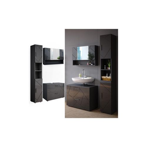 4066731227709 - Badmöbelset Irma Anthrazit Hochglanz modern 80 cm 30 cm Badezimmerschrank Badschrank Badezimmermöbel Waschtischunterschrank Spiegelschrank Hochschrank Schranktür Schrankfach Schrankschublade 4066731227709 - Badmöbelset Irma Anthrazit Hochglanz modern 80 cm 30 cm Badezimmerschrank Badschrank Badezimmermöbel Waschtischunterschrank Spiegelschrank Hochschrank Schranktür Schrankfach Schrankschublade