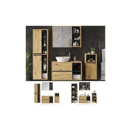 4066731230075 - Badmöbelset Viola Eiche Anthrazit modern Badezimmerschrank Badschrank Badezimmermöbel Waschtischunterschrank Spiegelschrank Midischrank Hochschrank Schranktür Schrankfach Ablage Aufbewahrung 4066731230075 - Badmöbelset Viola Eiche Anthrazit modern Badezimmerschrank Badschrank Badezimmermöbel Waschtischunterschrank Spiegelschrank Midischrank Hochschrank Schranktür Schrankfach Ablage Aufbewahrung