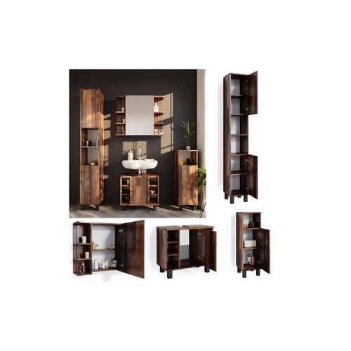4251421977273 - Badmöbelset Waschtischunter Spiegelschrank Hochschrank Midischrank Fynn 4251421977273 - Badmöbelset Waschtischunter Spiegelschrank Hochschrank Midischrank Fynn