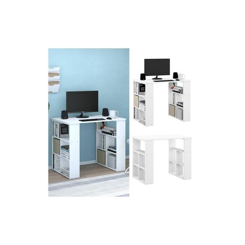 4251421972513 - Schreibtisch Bürotisch Arbeitstisch Arwen weiß 8 Fächer 2 Ablagen 4251421972513 - Schreibtisch Bürotisch Arbeitstisch Arwen weiß 8 Fächer 2 Ablagen