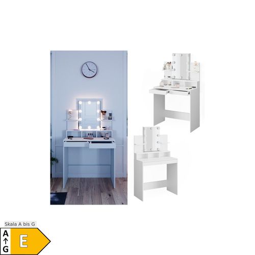 4251421970212 - Schminktisch Frisiertisch Schminkkommode Ania weiß LED Beleuchtung Spiegel 4251421970212 - Schminktisch Frisiertisch Schminkkommode Ania weiß LED Beleuchtung Spiegel