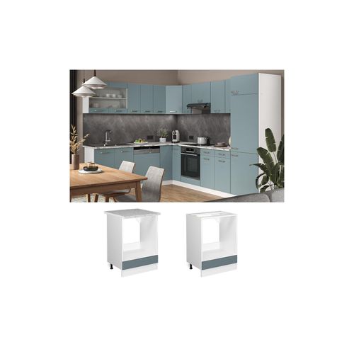 4066731354061 - Herdschrank Küchenschrank R-Line Solid Weiß Blau Grau 60 cm modern Arbeitsplatte