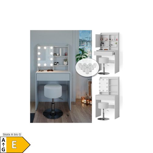 4066731128648 - Schminktisch Frisiertisch Frisierkommode Laura Weiß LED Hocker 70x136 cm Spiegelschrank modern Schlafzimmer Kommode Schminkspiegel Schrank Schublade Kosmetiktisch Make-Up-Tisch 4066731128648 - Schminktisch Frisiertisch Frisierkommode Laura Weiß LED Hocker 70x136 cm Spiegelschrank modern Schlafzimmer Kommode Schminkspiegel Schrank Schublade Kosmetiktisch Make-Up-Tisch