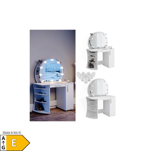 4251421970441 - Schminktisch Frisiertisch Frisierkommode Almina weiß mit LED Beleuchtung 4251421970441 - Schminktisch Frisiertisch Frisierkommode Almina weiß mit LED Beleuchtung
