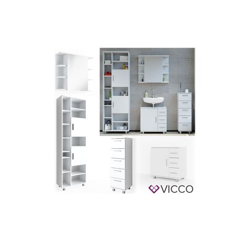 4251421939219 - VICCO Badmöbel Set ILIAS Weiß Bad Spiegel Kommode Unterschrank Badschrank 4251421939219 - VICCO Badmöbel Set ILIAS Weiß Bad Spiegel Kommode Unterschrank Badschrank