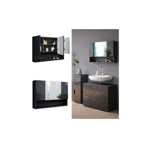 4066731227563 - Spiegelschrank Badspiegel Wandspiegel Irma Anthrazit Hochglanz 80 cm modern Badezimmer Spiegel Badezimmerschrank Badezimmermöbel Spiegeltür Schranktür Hängeschrank Einlegeboden Regal Ablage 4066731227563 - Spiegelschrank Badspiegel Wandspiegel Irma Anthrazit Hochglanz 80 cm modern Badezimmer Spiegel Badezimmerschrank Badezimmermöbel Spiegeltür Schranktür Hängeschrank Einlegeboden Regal Ablage