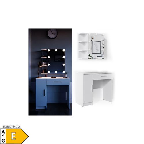 4251421924055 - Schminktisch Fynnia Frisiertisch Kommode Frisierkommode Spiegel Weiß inklusive LED-Lichterkette 4251421924055 - Schminktisch Fynnia Frisiertisch Kommode Frisierkommode Spiegel Weiß inklusive LED-Lichterkette