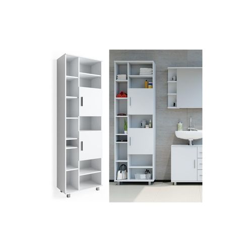 4251421939028 - VICCO Badschrank ILIAS 190 x 60 cm Weiß - Hochschrank Regal Badregal