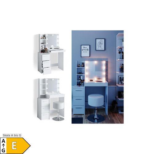 4251421964372 - Schminktisch Frisiertisch Schminkkommode Meryl + LED-Beleuchtung + Hocker