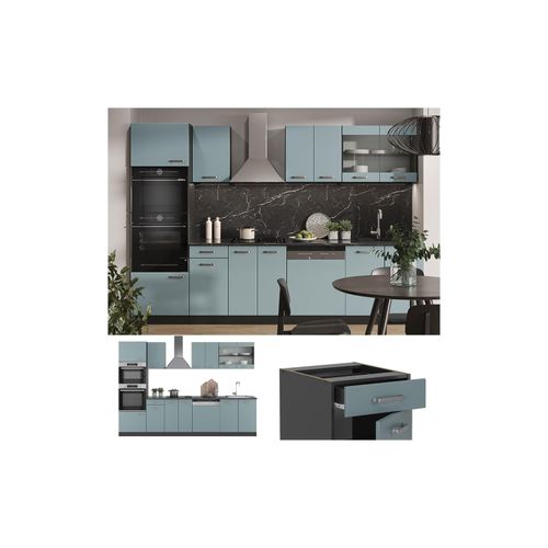 4066731345847 - Küchenzeile R-Line Solid Anthrazit Blau Grau 300 cm modern Küchenschränke Küchenmöbel 4066731345847 - Küchenzeile R-Line Solid Anthrazit Blau Grau 300 cm modern Küchenschränke Küchenmöbel