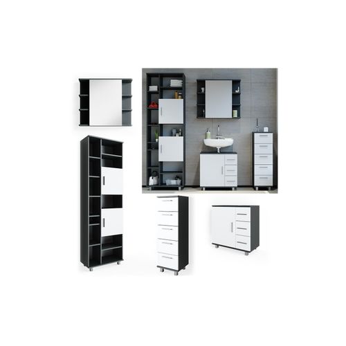 4251421941212 - VICCO Badmöbel Set ILIAS Weiß Anthrazit Spiegel Kommode Unterschrank Badschrank 4251421941212 - VICCO Badmöbel Set ILIAS Weiß Anthrazit Spiegel Kommode Unterschrank Badschrank