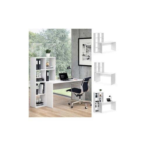 4251421947399 - Schreibtisch mit Regal Mara Weiß Raumteiler Computertisch Arbeitstisch 4251421947399 - Schreibtisch mit Regal Mara Weiß Raumteiler Computertisch Arbeitstisch