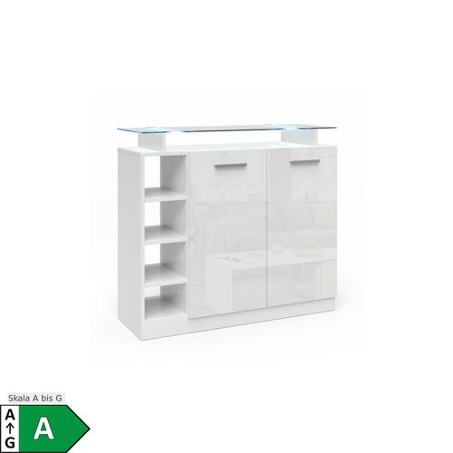 4251421947771 - Kommode Asti 2 Türen Highboard LED Beleuchtung Glasablage Anrichte Schrank 4251421947771 - Kommode Asti 2 Türen Highboard LED Beleuchtung Glasablage Anrichte Schrank