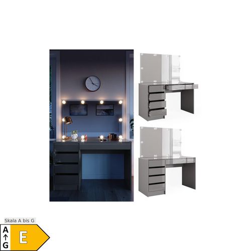 4066731196975 - Schminktisch Frisiertisch Frisierkommode Sherry Grau Schminkspiegel LED 120x75 cm modern Schlafzimmer Kommode Schublade Ablage Aufbewahrung Kosmetiktisch Make-Up-Tisch Hochglanz 4066731196975 - Schminktisch Frisiertisch Frisierkommode Sherry Grau Schminkspiegel LED 120x75 cm modern Schlafzimmer Kommode Schublade Ablage Aufbewahrung Kosmetiktisch Make-Up-Tisch Hochglanz