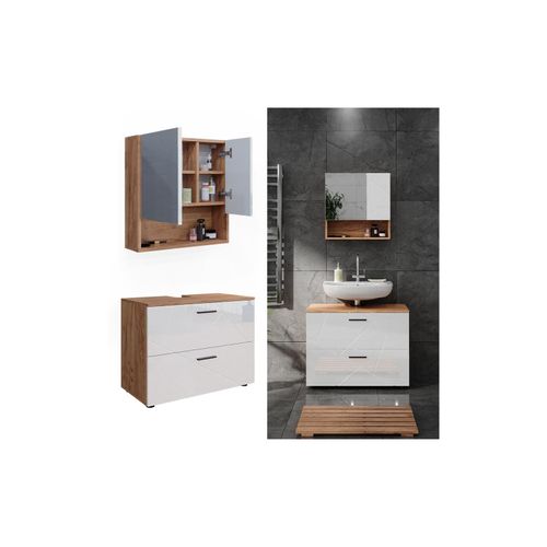 4066731273362 - Badmöbelset Irma Eiche Weiß Hochglanz modern Badezimmerschrank Badschrank Badezimmermöbel Waschtischunterschrank Spiegelschrank Schrankschublade Schrankfach Schranktür 4066731273362 - Badmöbelset Irma Eiche Weiß Hochglanz modern Badezimmerschrank Badschrank Badezimmermöbel Waschtischunterschrank Spiegelschrank Schrankschublade Schrankfach Schranktür