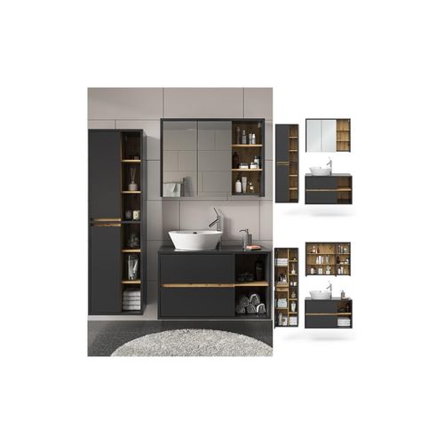 4066731248698 - Badmöbel-Set Badezimmer-Möbel Bad-Schrank Viola Anthrazit Eiche modern Badezimmerschrank Waschtischunterschrank Spiegelschrank Schranktür Schrankfach Ablage Aufbewahrung 4066731248698 - Badmöbel-Set Badezimmer-Möbel Bad-Schrank Viola Anthrazit Eiche modern Badezimmerschrank Waschtischunterschrank Spiegelschrank Schranktür Schrankfach Ablage Aufbewahrung