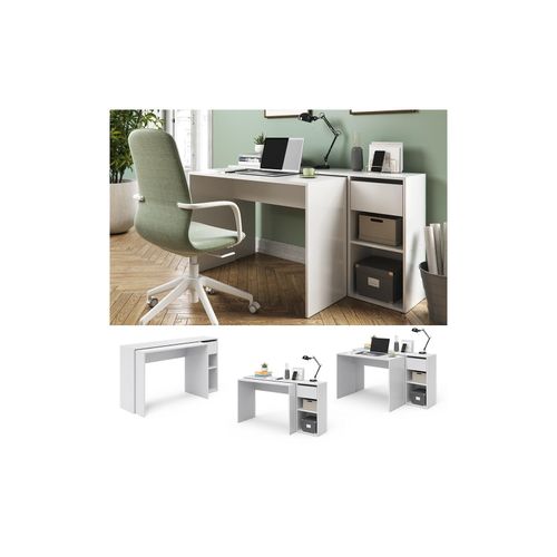 4251421946828 - Schreibtisch Ben Weiß Computertisch ausziehbar Arbeitstisch Bürotisch