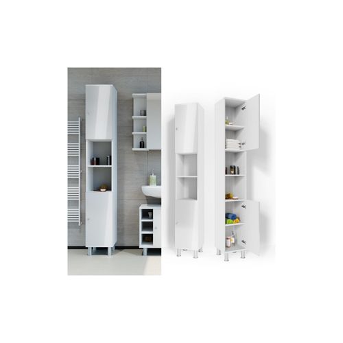 4251421934726 - VICCO Badschrank Fynn 190 x 30 cm Weiß Hochglanz - Badezimmerschrank Hochschrank Schrank Badregal 4251421934726 - VICCO Badschrank Fynn 190 x 30 cm Weiß Hochglanz - Badezimmerschrank Hochschrank Schrank Badregal