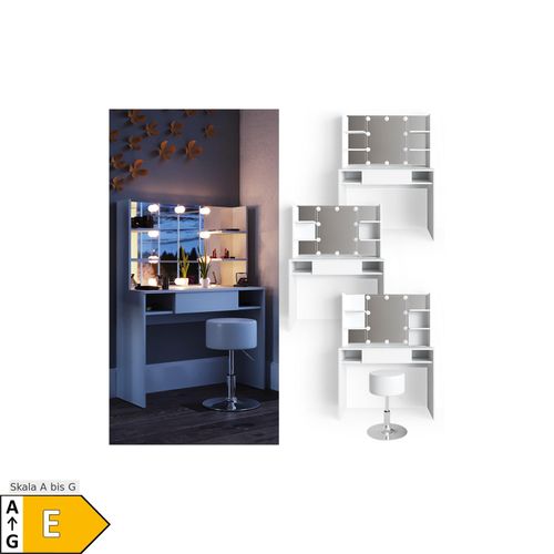 4251421936768 - VICCO LED Schminktisch DAENERYS Weiß Frisiertisch Frisierkommode Spiegel Hocker