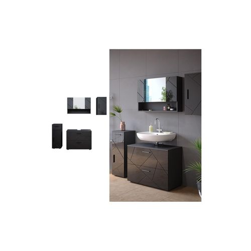 4066731227693 - Badmöbelset Irma Anthrazit Hochglanz modern 80 cm 30 cm Badezimmerschrank Badschrank Badezimmermöbel Waschtischunterschrank Spiegelschrank Midischrank Hängeschrank Schranktür Schrankschublade 4066731227693 - Badmöbelset Irma Anthrazit Hochglanz modern 80 cm 30 cm Badezimmerschrank Badschrank Badezimmermöbel Waschtischunterschrank Spiegelschrank Midischrank Hängeschrank Schranktür Schrankschublade