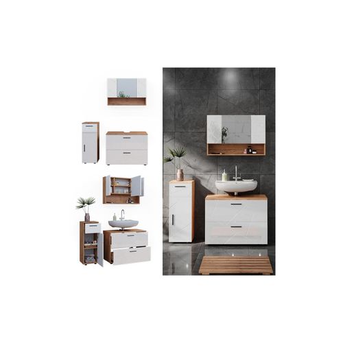 4066731273294 - Badmöbelset Irma Eiche Weiß Hochglanz modern 80 cm 30 cm Badezimmerschrank Badschrank Badezimmermöbel Waschtischunterschrank Spiegelschrank Midischrank Schranktür Schrankfach Schrankschublade 4066731273294 - Badmöbelset Irma Eiche Weiß Hochglanz modern 80 cm 30 cm Badezimmerschrank Badschrank Badezimmermöbel Waschtischunterschrank Spiegelschrank Midischrank Schranktür Schrankfach Schrankschublade