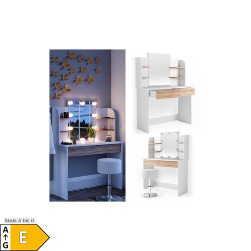 4251421938137 - Schminktisch Charlotte Weiß Sonoma 108 cm mit led Beleuchtung und Hocker Vicco 4251421938137 - Schminktisch Charlotte Weiß Sonoma 108 cm mit led Beleuchtung und Hocker Vicco