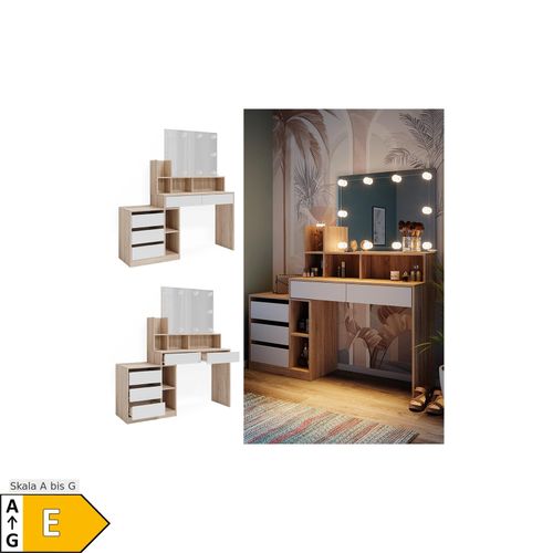 4066731347414 - Schminktisch Anja 1398 x 115 cm Sonoma Weiß Spiegel LED Frisiertisch 4066731347414 - Schminktisch Anja 1398 x 115 cm Sonoma Weiß Spiegel LED Frisiertisch