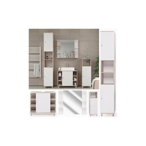 4251421901797 - Badmöbel Set Fynn Badezimmer Spiegel Kommode Unterschrank Sonoma 4251421901797 - Badmöbel Set Fynn Badezimmer Spiegel Kommode Unterschrank Sonoma